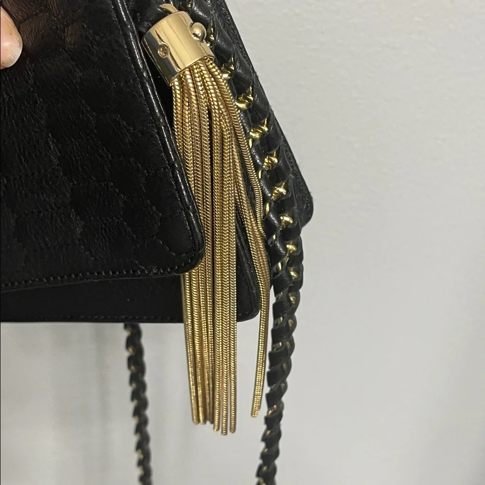 Aimee Kestenberg Black Leather Crossbody Bag with Gold Tassel - Picture 10 of 10